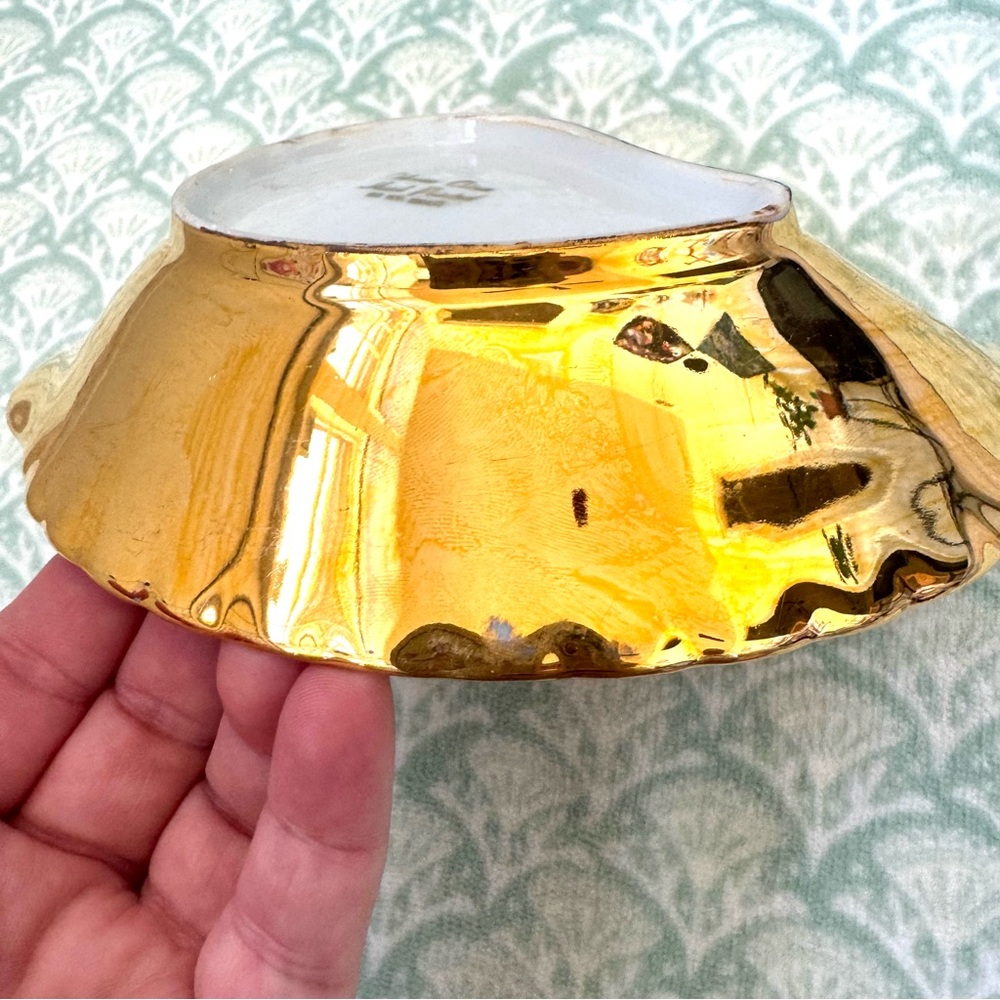 “Osborne China” Marked Hand Painted 22KT Gold. Trinket / Candy Dish. Vintage. - Picture 9 of 11